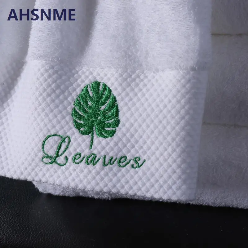 Palm leaf AHSNME супер роскошное белое Хлопковое полотенце 80x160 см Вес 800 г вышивка может быть выполнена по индивидуальному заказу с рисунком логотипа - Цвет: Palm leaf
