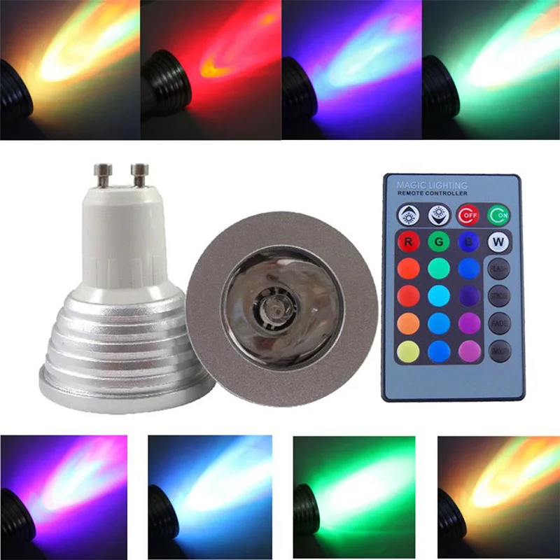 Светодиодная RGB лампа E27 E14 GU10 85-265 в MR16 12 В светодиодная 3 Вт волшебное праздничное