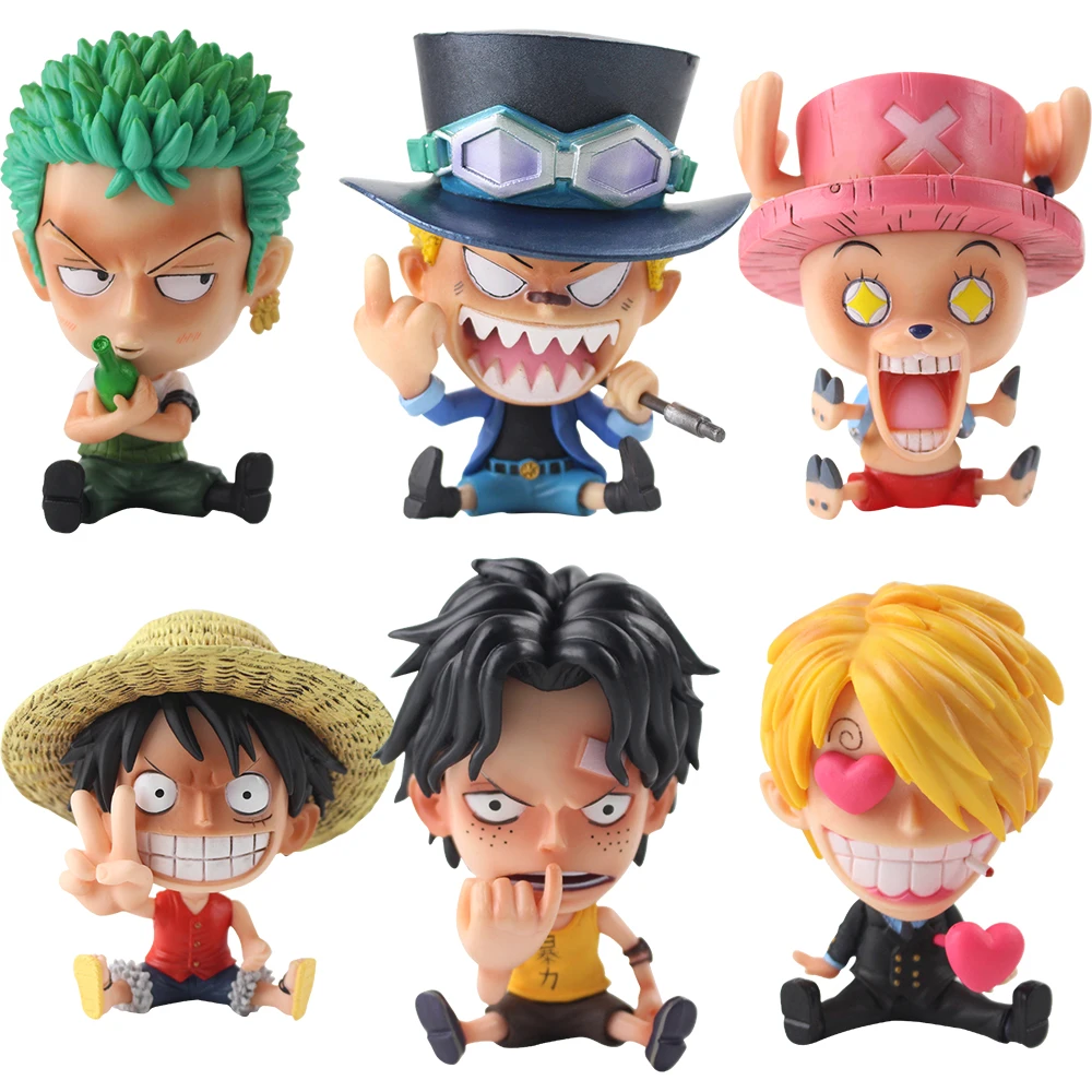 9 11 см аниме One Piece Sabo Chopper Luffy Ace Sanji Zoro Q версия Сидящая фигурка ПВХ Фигурки игрушки