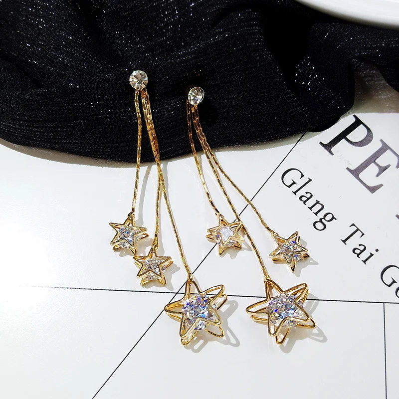 Женские серьги капельки с фианитом круглые и большие в подарок 004|tassel drop earrings|tassel