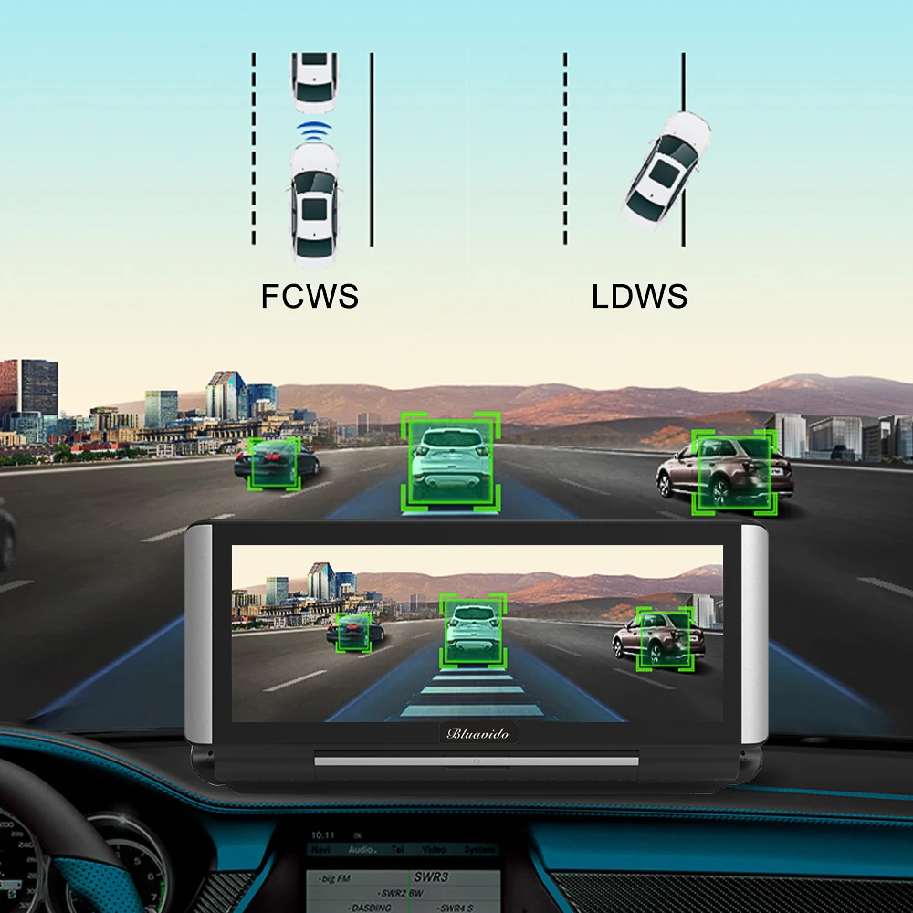 Bluavido 7 дюймов 4 г Автомобильный dvr камера gps FHD 1080 P Android Dash Cam навигация ADAS автомобильный видеомагнитофон двойной объектив с обратным изображением