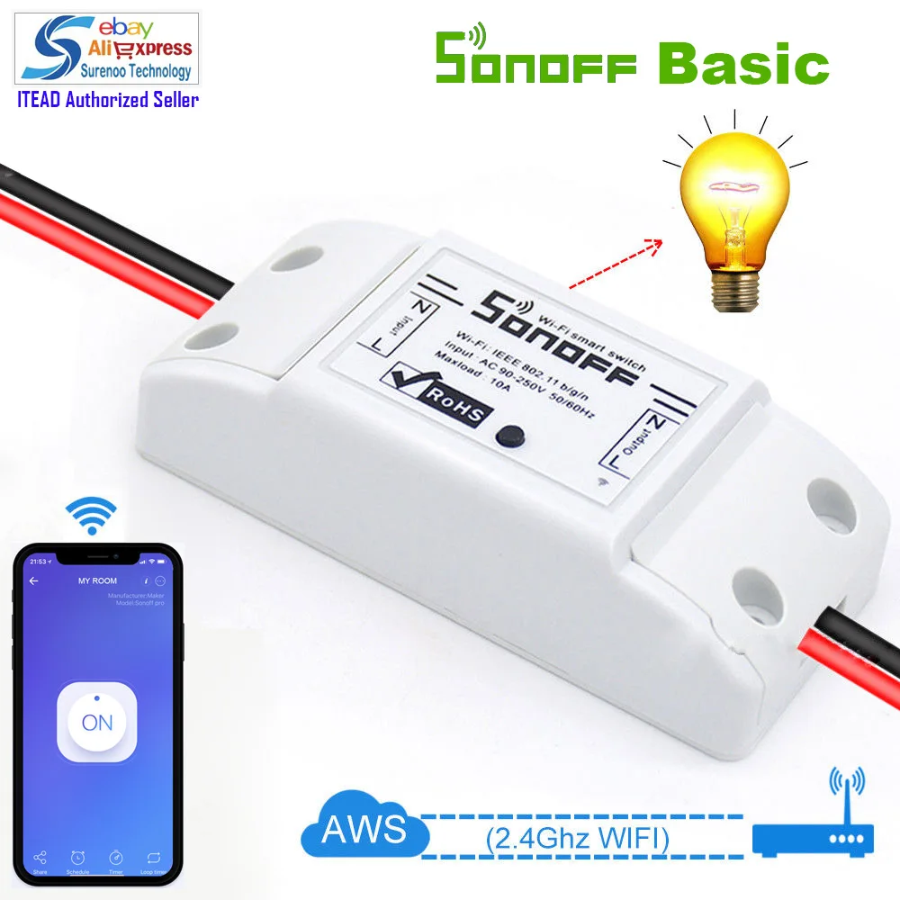 Умный светильник ключатель Itead Sonoff с поддержкой Wi Fi и Alexa|switch module|itead wifiwifi wireless smart