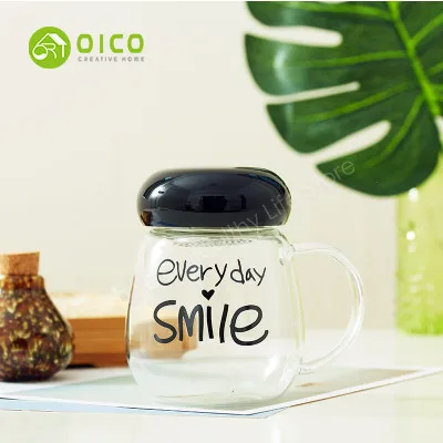 OICO 280ML Mushroom Glass Cup Portable Lid Tea Strainers Belt Sets Lovers Mug With Filter and Handle | Дом и сад