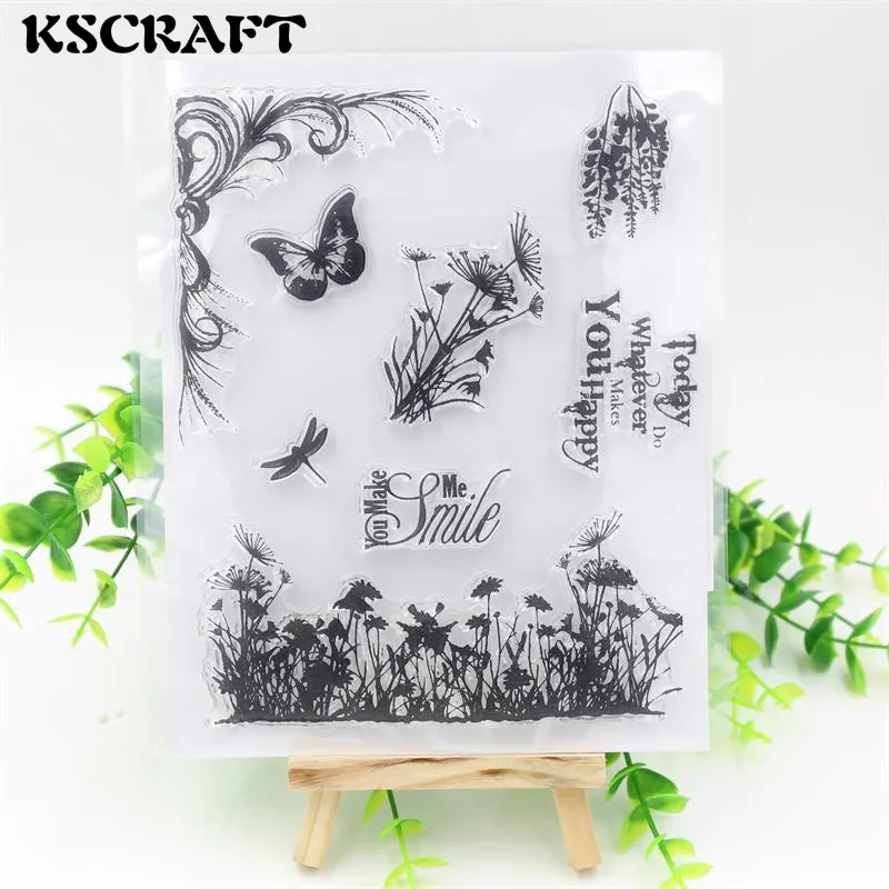 Прозрачные силиконовые штампы KSCRAFT в виде бабочки для скрапбукинга сделай