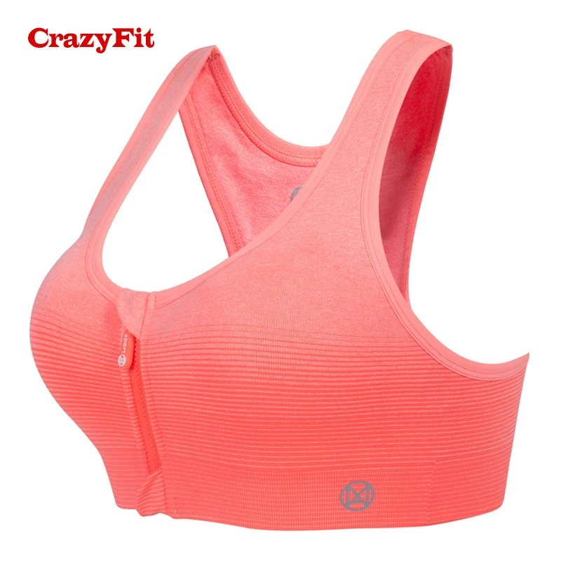 CrazyFit Высокая поддержка Спортивный бюстгальтер на молнии для женщин 2018