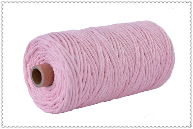 Light pink 3 мм X ярдов, хлопок, шнур, разноцветный шнур, бежевый, скрученный, ремесло, макраме, струна, гобелен, сделай сам, домашние текстильные украшения, поставка - Цвет: Light pink