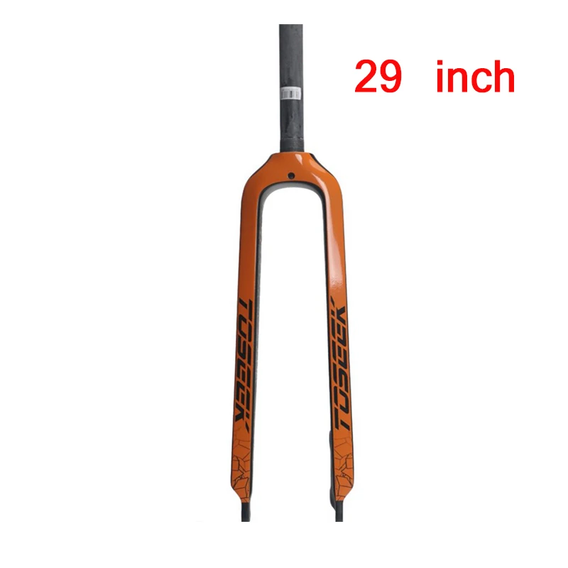 TOSEEK 26/27. 5/2" Углеродные вилки жесткие прямые MTB велосипед 1-1/8" Вилка Цветные горный велосипед Тормозные вилки Superlight - Цвет: Orange-29er