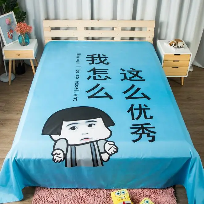 15 Kawaii Bed Sheets Japanese Anime Chibi Maruko Umaru Chan Cat Chinese Characters Printed Dorm Textile Twin Full Queen King Size - Цвет: 15