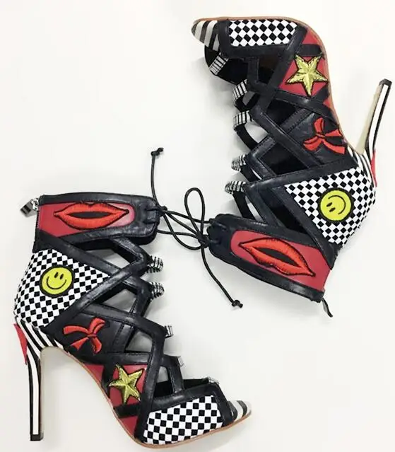 Новинка 2017 года женские ботильоны на шнуровке в горошек Разноцветные Женские