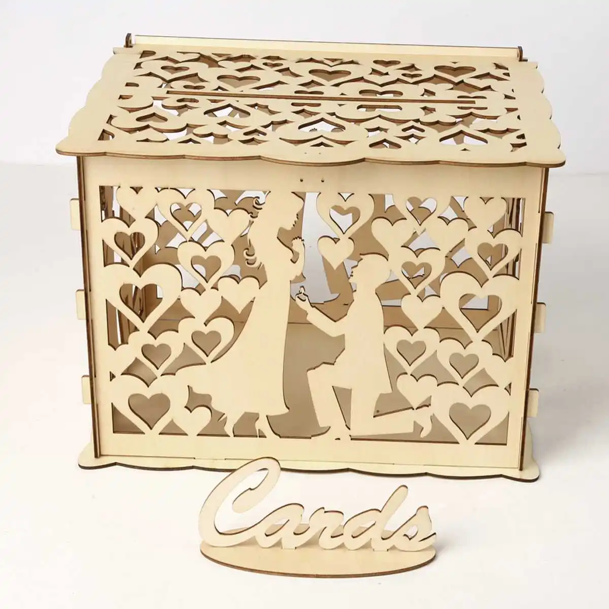 Box only DIY деревянная пара Свадебная Гостевая вывеска, Свадебная подарочная карточка, коробка для денег с замком и ключом, красивая невеста и жених - Цвет: Box only