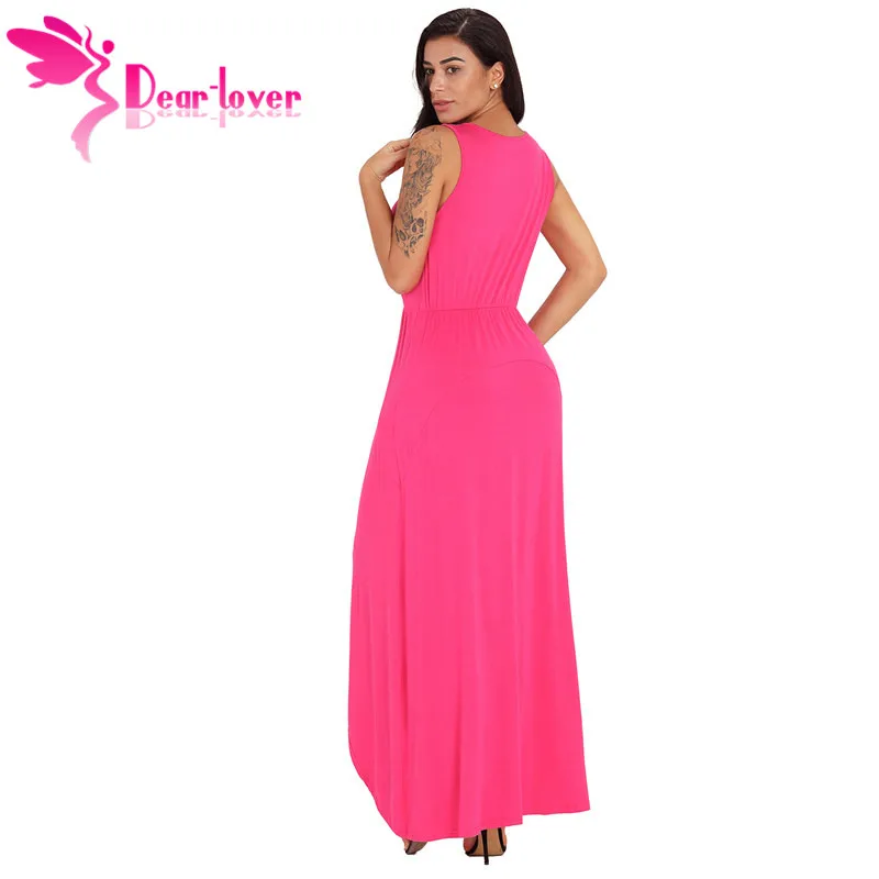 Dear Lover длинное платье Vestidos лето черный розовый с круглым вырезом спереди разрез