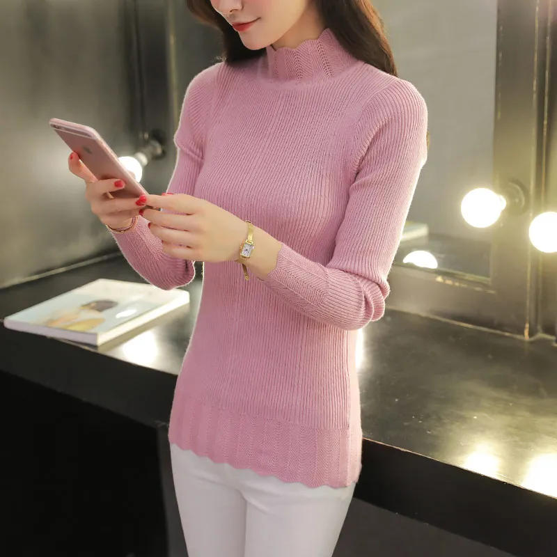 turtlenecks pull women's pullover korean sweaters female winter elastic sweater for women top long sleeve turtleneck | Женская