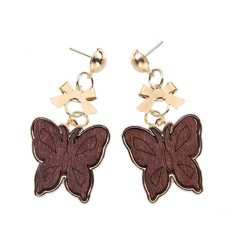 Деревянные серьги YULUCH, новый дизайн, серьги в виде насекомых, серьги в форме бабочки, классический стиль, модные ювелирные изделия для женщин и девушек Wowan