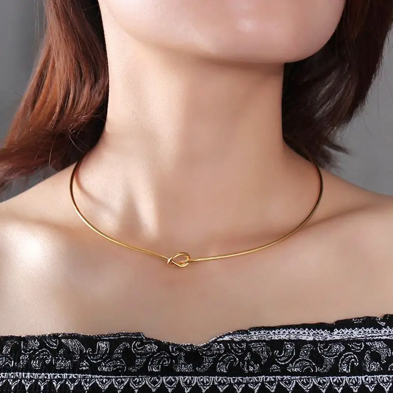 

Vnox Gold-color Knot Necklace and Bangle Jewelry Sets for Female Party Elegant Costume Accessories