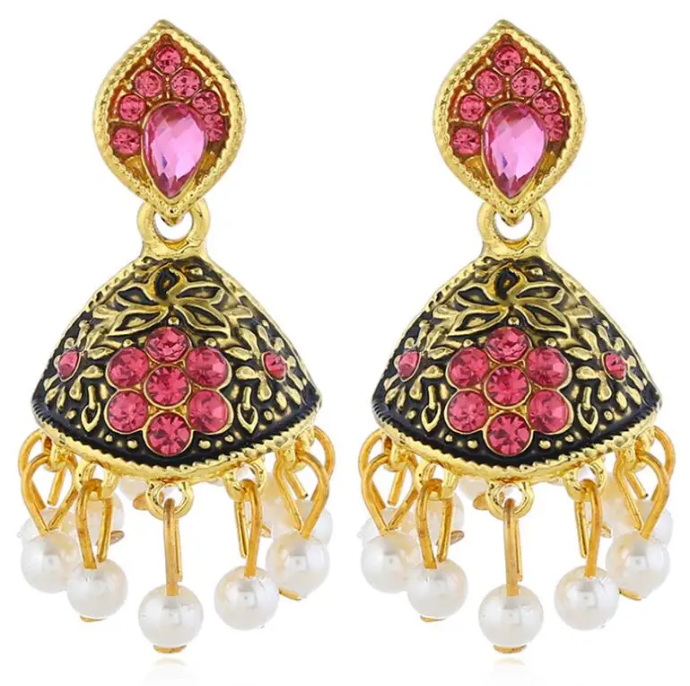 Женские серьги Jhumka Jhumki в этническом стиле ретро модные золотого цвета