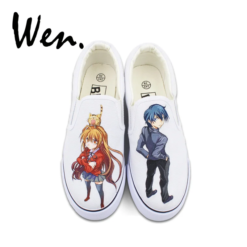 Женские и мужские холщовые кроссовки Wen дизайн с ручной росписью обуви Custom Anime Tiger