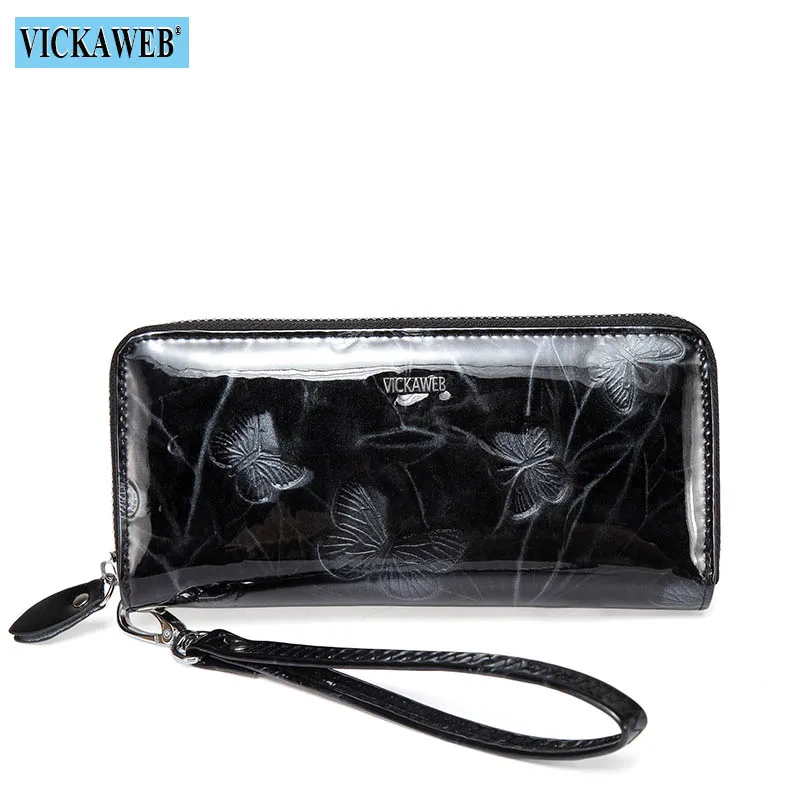 Black Wallet VICKAWEB женский кошелек на ремешке с принтом животных Женские кошельки из натуральной кожи женские модные кошельки на молнии стандартные кошельки - Цвет: Black Wallet