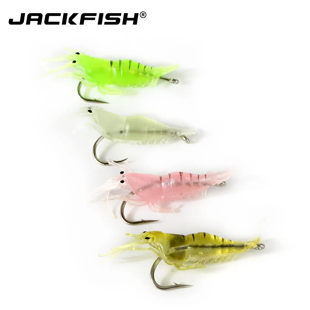 JACKFISH Мягкая приманка креветки с крючком 10 шт./лот мягкие искусственные приманки 4