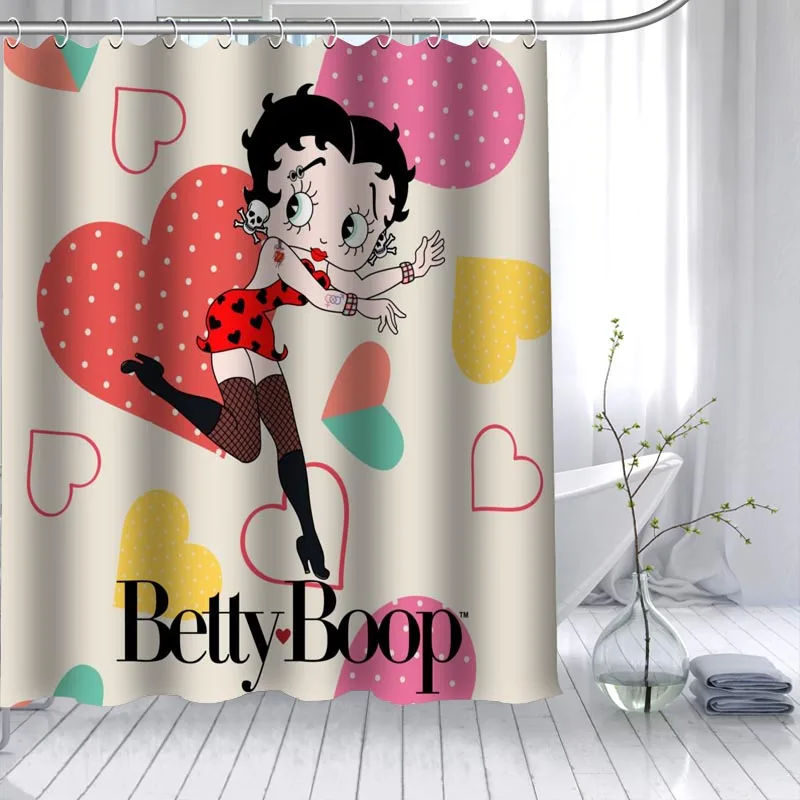 ShunQian Betty Boop горячая Распродажа занавеска для душа полиэфирная ткань 12 крючков для ванной комнаты водостойкая защита от плесени для ванной шторы - Цвет: 3