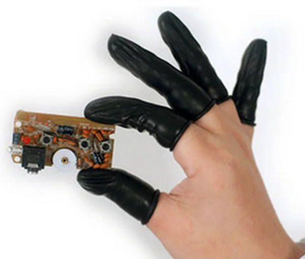 Латексные напальчники черного цвета Размер M 100% натуральный латекс