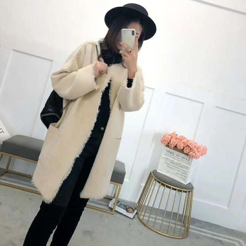New Fashion Kintted Cardigans Female Solid Long Sleeves V neck Sweater Coat Loose Open Stitch Woman |