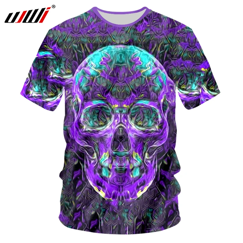 Мужская футболка с 3D принтом черепа UJWI Повседневная круглым вырезом в стиле хип