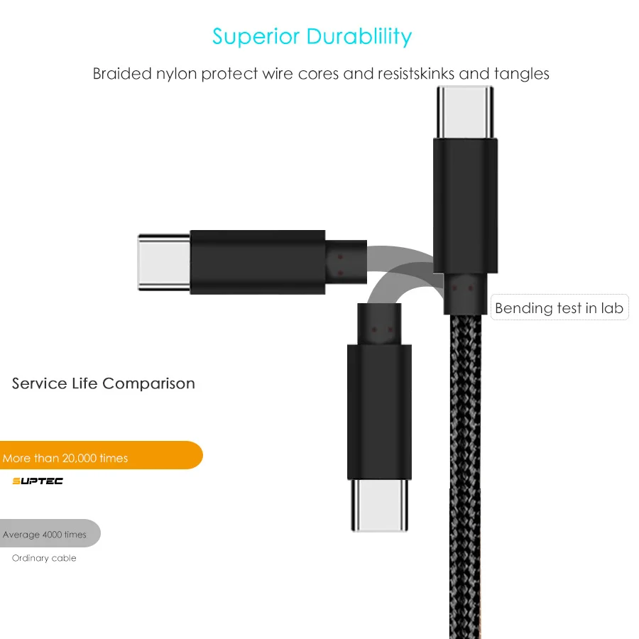 USB Type C кабель Suptec 2.4A для Huawei Mate 20 Pro быстрой зарядки и передачи данных Samung S9 Note 9 One