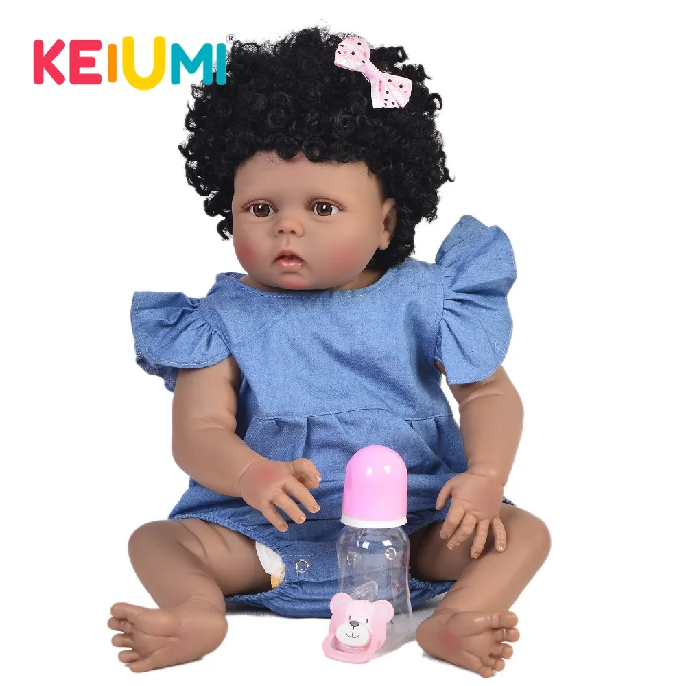 Кукла реборн KEIUMI для новорожденных 23 дюйма черная девочка близнецы Реалистичная