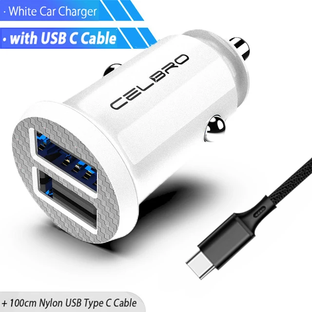 White USB-C Set Обновленный мини-Переходник Usb для зарядки в машине для мобильного телефона автомобильное зарядное устройство двойной Usb порт питания 2 порта зарядное устройство s Автомобильное зарядное устройство - Тип штекера: White USB-C Set