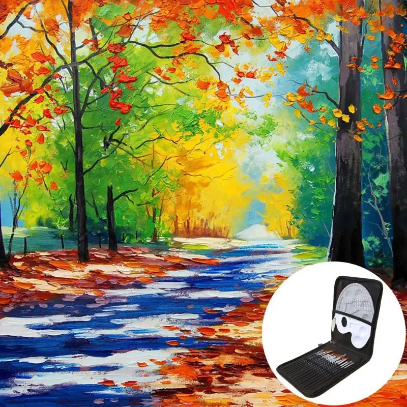 

18pcs/Set New Paint Brush Wooden Acrylic Painting Palette Gouache Cosmetic Art Kit Drawing Pens
