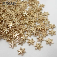 junao 12mm snowflake hotfix gold color rhinestones patches hot fix metal motifs iron on patches clothes applique 100pcs