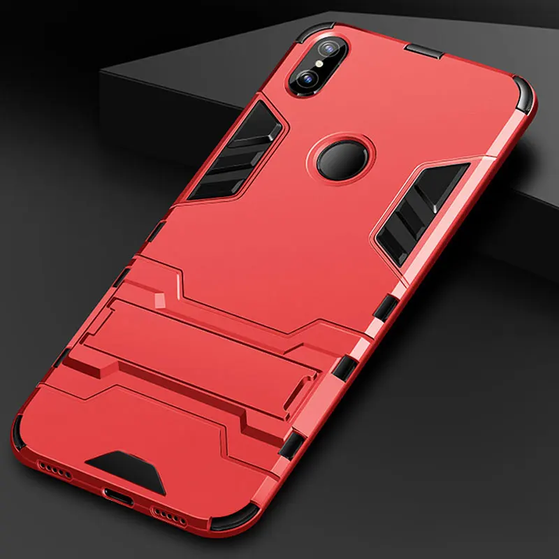 Красный Slim Case For Xiaomi Mi A2 Lite Case Silicone Cover Hard PC+Soft TPU Back Case For On Xiaomi Mi A2 Lite Case Phone Stand Fundas - Цвет: Красный