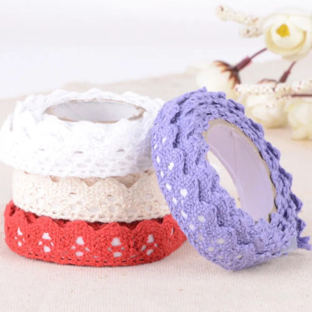 

Декоративная модная клейкая ткань, хлопковая кружевная лента для DIY украшения, Канцелярские Клейкие Ленты, подарки