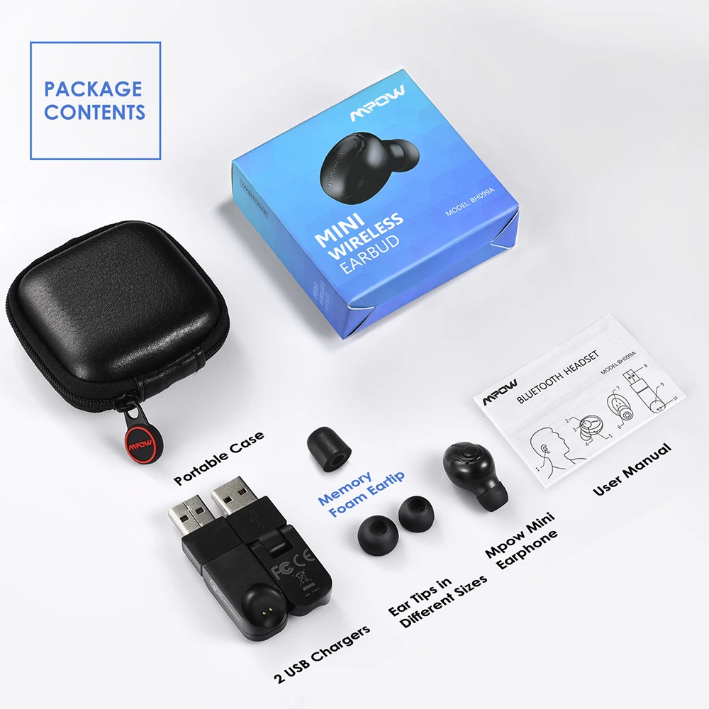 Невидимые Mpow EM1 Мини Bluetooth наушники беспроводные в ухо с микрофоном портативные