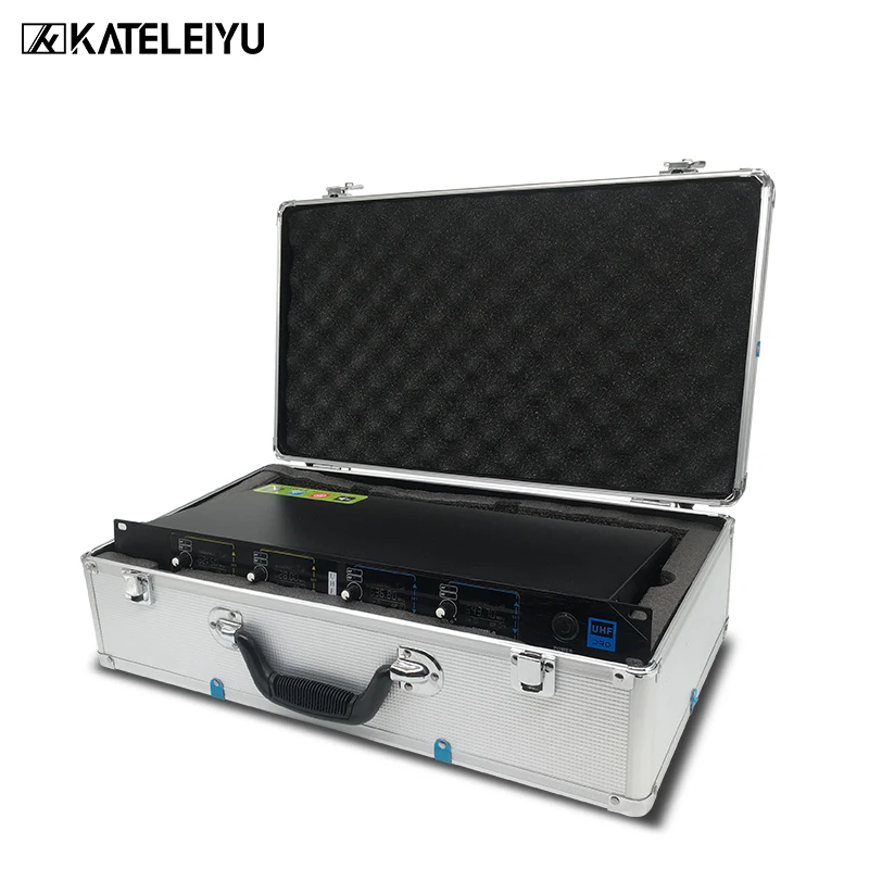 Профессиональная беспроводная металлическая микрофонная система UHF 4-канальный