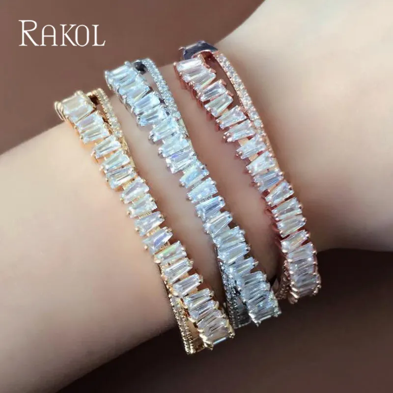 RAKOL Дубай Роскошный AAA кубический циркониевый свадебный браслет для женщин