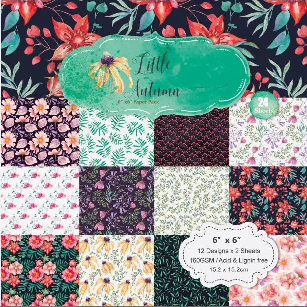 

24 Sheets little autumn Scrapbooking Pads Paper Origami Art Background Paper Card Making DIY Paper Craft