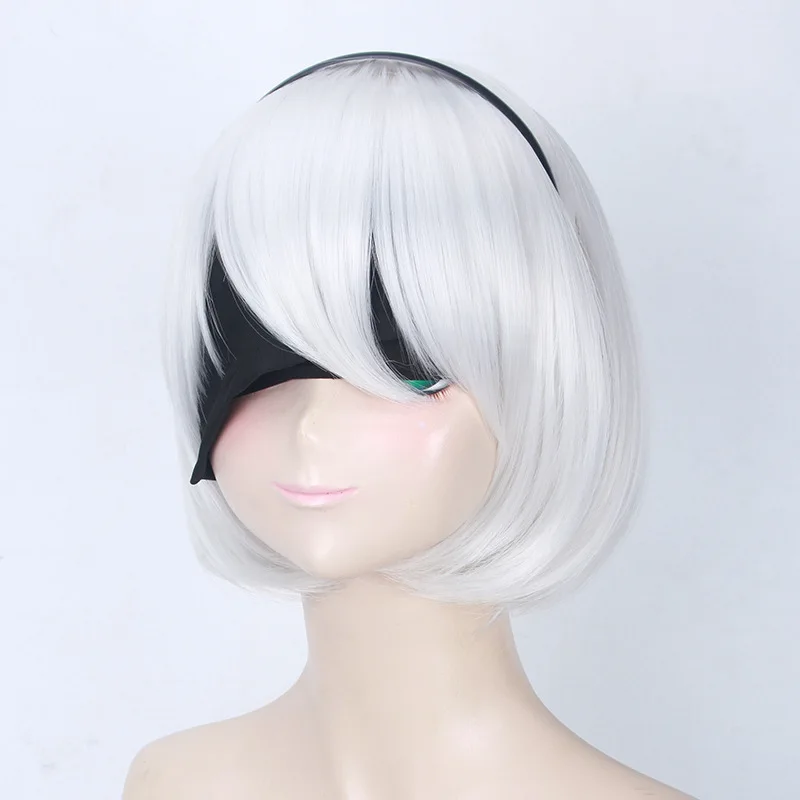 2B парик для косплея NieR: Automata YoRHa короткий косплей Косплей Хэллоуин карнавальный