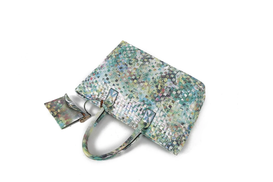 Arliwwi Brand Designer Luxury Handmade Knitting Women Tote Handbags Large Capacity Floral shiny Woven Bags