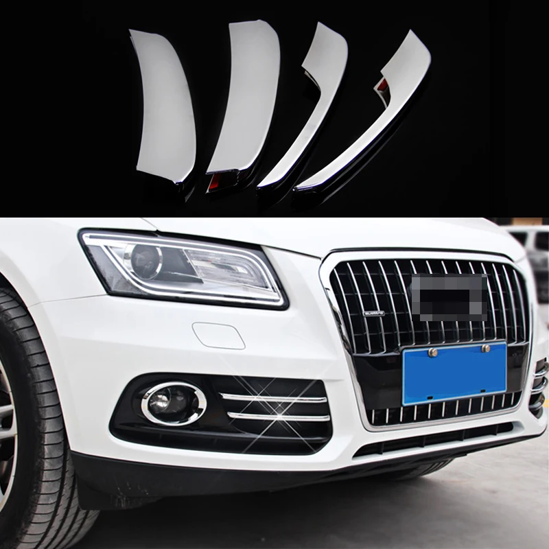 4 шт. Хром Передняя решетка туман светильник лампа полосы Накладка для Audi Q5 09 17|trim