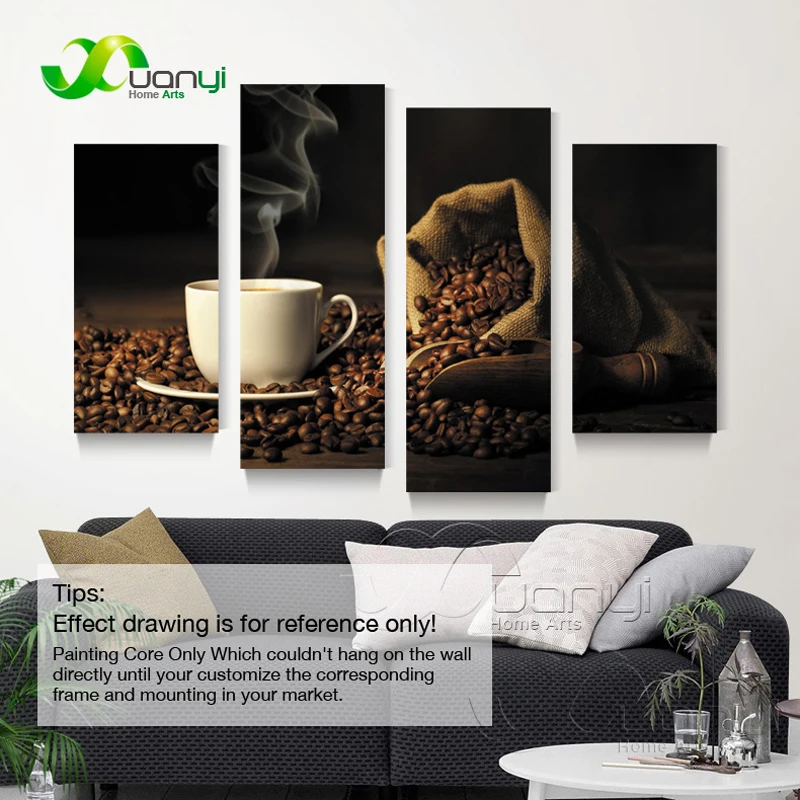 4 панели стены искусства кофе натюрморт Печать на холсте искусство домашний
