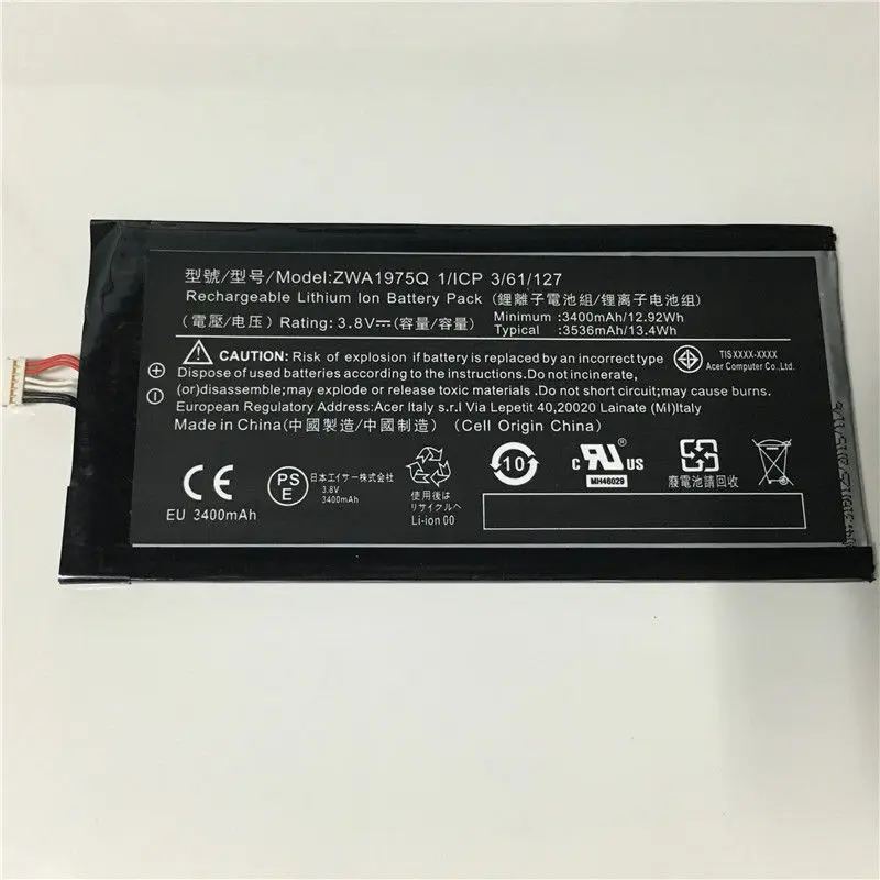 Новая Подлинная батарея планшета для Acer Iconia Tab 7 A1 713 серии ZAW1975Q 3 8 V 3400mAh|Батареи