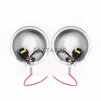 2 pcs 4 5 inch motorcycle led passing lights auxiliary lamp bracket accessories fog light housing 4 12 black chrome