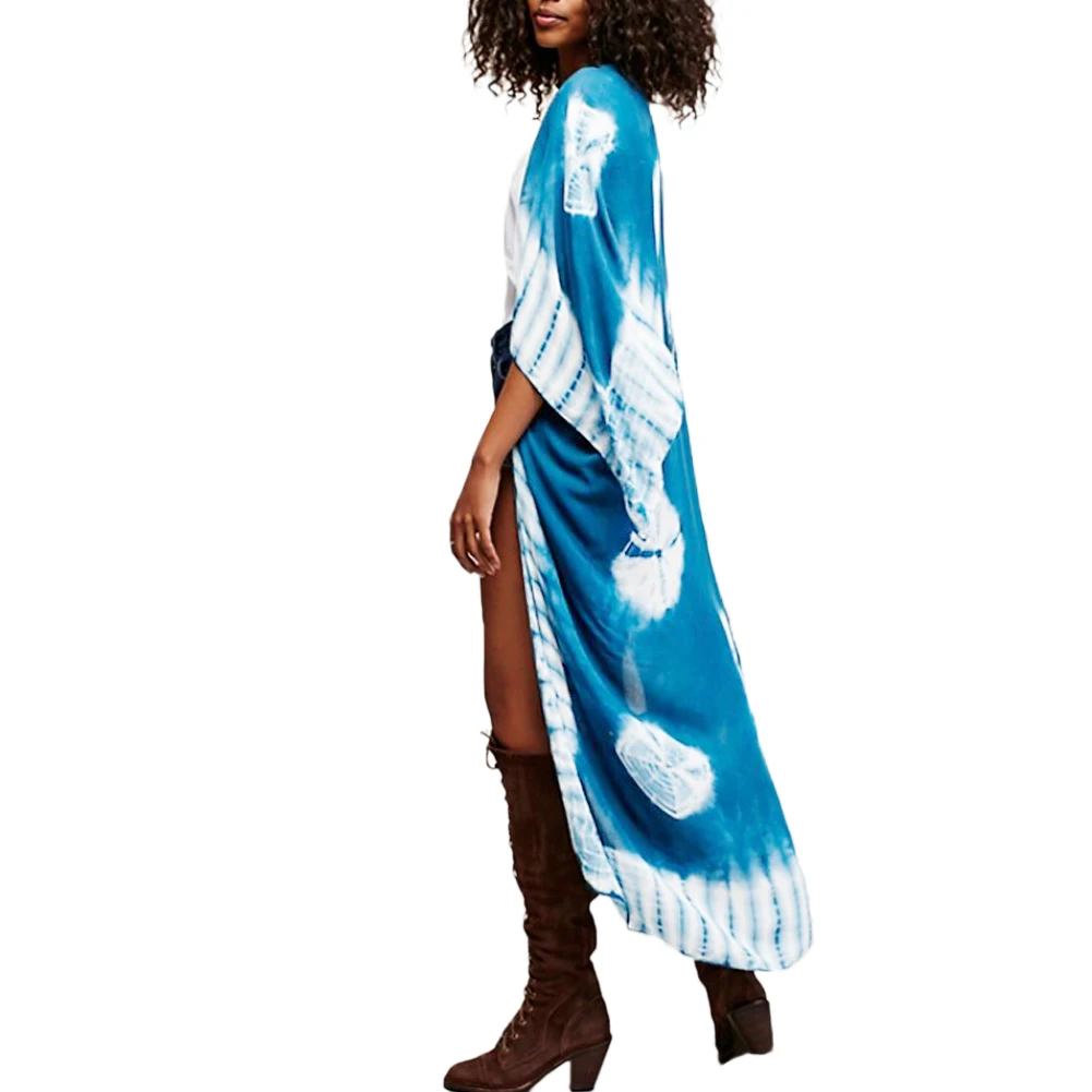2021 Новый женский шифон кимоно кардиган Пляжная накидка контрастный принт