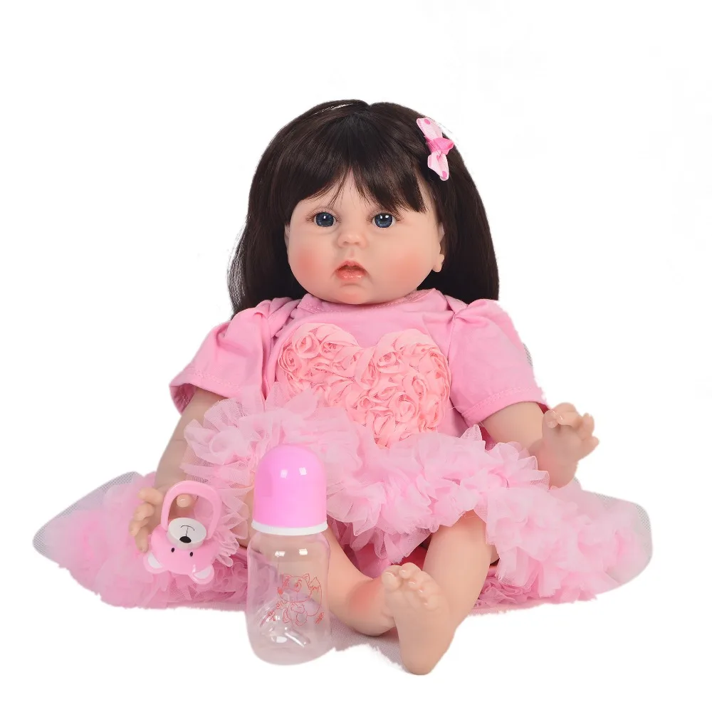 

22"55cm Reborn soft silicone vinyl babies wholesale lifelike pink clothes bonecas Handmade fashion DIY Xmas Gifts toys for sale