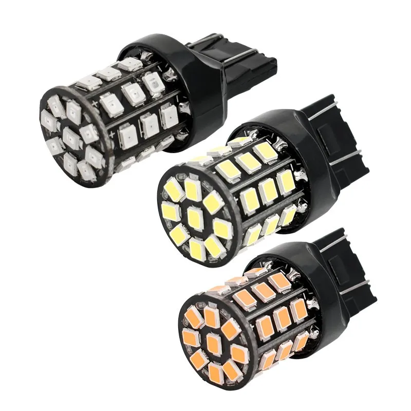 2 шт. T20 7443 W21/5 Вт 33 SMD 2835 Светодиодный красный, Белый автомобиля задние светодиодные лампы 21/5 Вт стоп-сигналы Авто Противотуманные огни поворотники белый цвет красный, желтый 12V