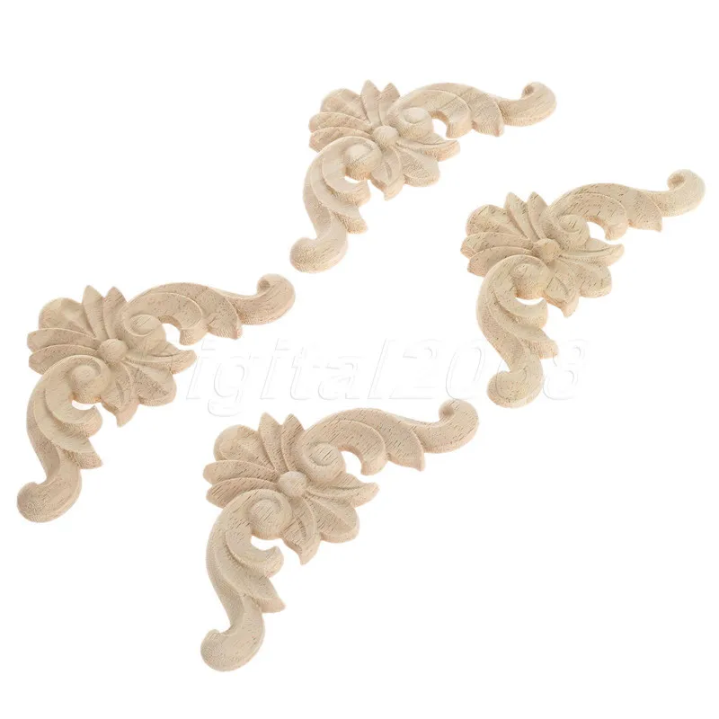 4 шт. Новое поступление деревянный дуб резная угловая мебельная аппликация