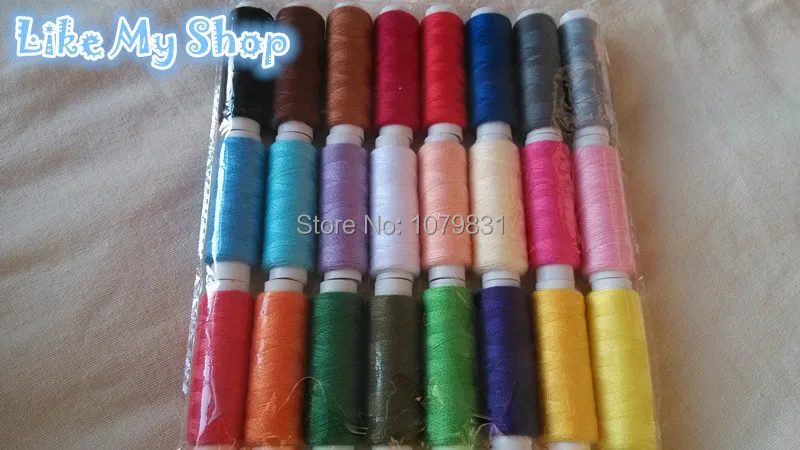 Высокое качество полиэстер швейная нить Сделано в Китае 200 м/цвет 24 цвета/набор |