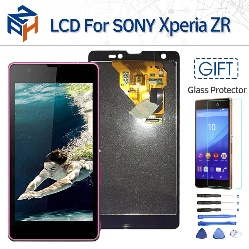 Полный экран для Sony Xperia ZR M36h C5503 C5502 AMOLED ЖК-дисплей + сенсорный планшета датчик