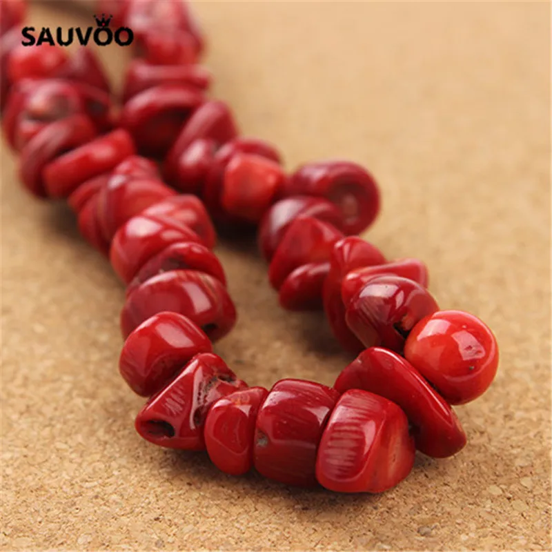 SAUVOO 1 нитка/партия нестандартные красные коралловые бусины около 80 см 8-12 мм в